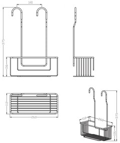 AQUALINE 37006 Chrom line półka zawieszana na baterii prysznicowej, srebrny