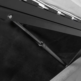 Łóżko Tapicerowane 180x200 cm ze Stelażem i Pojemnikiem Dwuosobowe BRISTOL Szare Welurowe