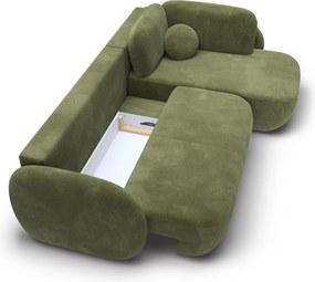 Masseno Narożnik AMICO z funkcją spania i pojemnikiem na pościel Narozniki L, Rozkładana sofa - Zielony, EGON 75