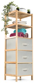 G21 Bambusowy regał z koszykami, 5 półek, beżowy, 5 pięter