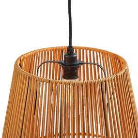 Zewnetrzna Zewnętrzna lampa wisząca czarna z pomarańczowym kloszem z liny IP44 - Cava JaylaJapandi Oswietlenie zewnetrzne