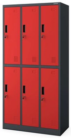 Szafka socjalna ubraniowa BHP 6-drzwiowa: IGOR, 900 x 1850 x 450 mm