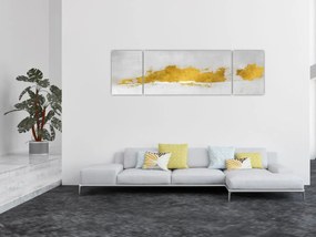 Obraz - Złote i szare pociągnięcia (170x50 cm)