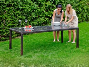 Duży stół tarasowy z technorattanu 200 x 100 cm SOTTILE brąz