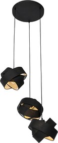 Nowoczesna lampa wisząca czarna 3-światłowa - Cloth
