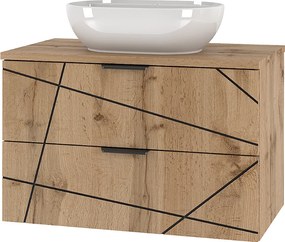 Zestaw Łazienkowy 80cm Szafka z Blatem Umywalka Dąb Wotan Wood