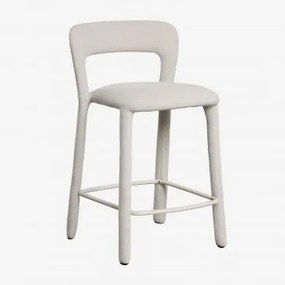 Wysokie Krzesło Barowe Z Tapicerowanym Oparciem Brusel ↑65 Cm & Tkaniny Distressed White - Sklum