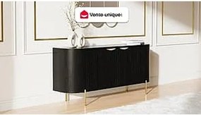 Komoda 2-drzwiowa z drewna mangowca i złotego metalu - Czarny - NEVILI marki Maison Céphy