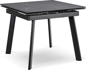 Stół jadalniany rozkładany Lares 90-150 cm ceramiczny, czarny marmur/czarny