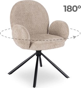 Krzesło Tapicerowane Obrotowe do Salonu MUSSO Brązowe Nowoczesne