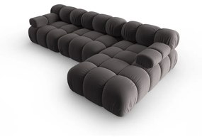 Ciemnoszara aksamitna sofa 285 cm Bellis – Micadoni Home