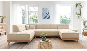 Beżowa rozkładana sofa w kształcie litery "U" Miuform Dazzling Daisy, lewostronna