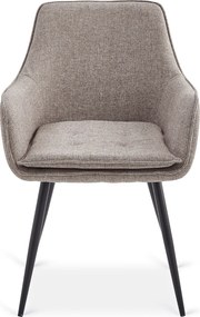 Zestaw Stół Rozkładany Ceramiczny ALICANTE 160-200 cm Czarny/Orzech i 4 Krzesła Tapicerowane EDRICK Brązowe