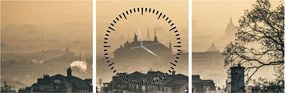 Obraz - Miasto pod mgłą (z zegarem) (90x30 cm)