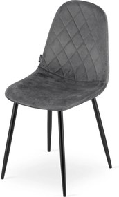 PROMOCJA Ciemnoszare aksamitowe krzesło ASTI z czarnymi nogami II. jakość