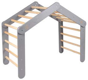 Szara drabinka pikler z litego drewna sosnowego 61x112x94 cm Montessori – Meowbaby