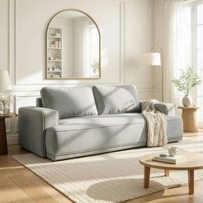 Sofa z Funkcją Spania CAMELIA Szara Boucle Nowoczesna