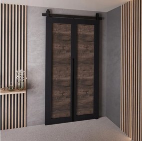 Drzwi Przesuwne QUDIO M1 Czarny + Jesion Ciemny 90