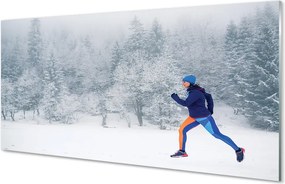 Szkło do Kuchni na Ścianę Człowiek w Zimowym Lesie