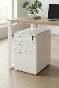Biała szafka pod blat biurka na kółkach B5-Z40