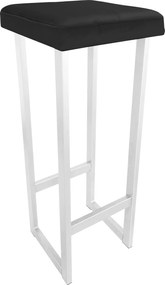 Hoker ALEX krzesło barowe tkanina Welur podstawa metalowa : Kolor Stelaża - Biały, Kolor tkaniny - VELVET - MG19, Wysokość - 90 cm