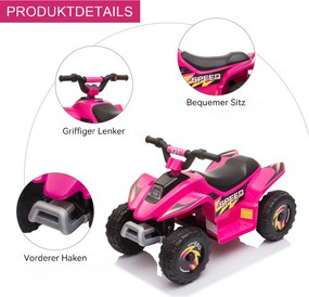 HOMCOM Quad elektryczny 6V dla dzieci z funkcją przód/tył dla dzieci 1,5-3 lata do 20 kg różowy | Aosom PL