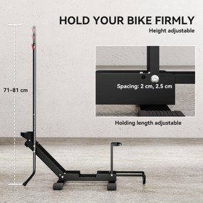 Stojak na rower SPORTNOW ze stalowym uchwytem na opony do 80 mm 75 x 41 x 81H cm Czarny