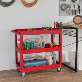 DURHAND 3-poziomowy wózek narzędziowy, 4 koła, stal, 83S x 35,3G x 76W cm, Czerwony