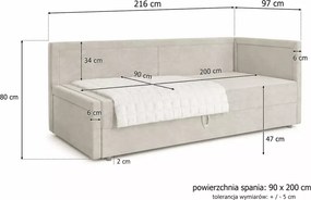 Łóżko kontynentalne 90x200 Lizbeth pojemnik na pościel sprężyny bonnel tapicerowane