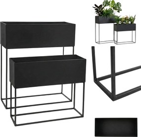 Kwietniki loft metalowe podłużne TINO, 2 stojaki