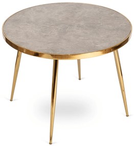 Stół Okrągły TINGA 100 cm Szary Marmur/Złoty Glamour