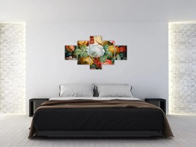 Obraz namalowanego bukietu kwiatów (125x70 cm)