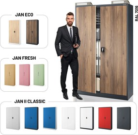 Szafa biurowa metalowa na dokumenty JAN II, Eco Design: antracyt/orzech