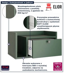 Zielona wisząca szafka nocna z szufladą szałwia S9-C28
