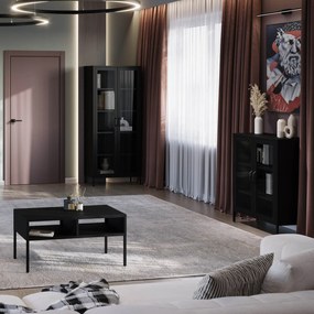 Witryna przeszklona niska czarna: GINA Modern 800 x 1015 x 400 mm