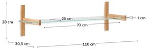 Szklany modułowy system półek w naturalnym kolorze 110x28x30,5 cm Sitra – Kave Home