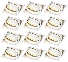 Zestaw 12 wpuszczanych reflektorów biały GU10 pochylane bez obramowania - Oneon