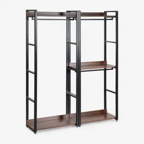 Modułowa Otwarta Szafa 2-częściowa Z Drążkiem Na Ubrania Ze Stali I Mdf Ariaster Czarna - Sklum