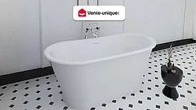 Wanna wolnostojąca owalna - styl retro - 180 L - 150 x 74 x 63 cm - Biała - Akrylowa - PELMATO