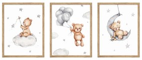 Obrazki dziecięce zestaw 3 szt. 30x40 cm Teddy Bear