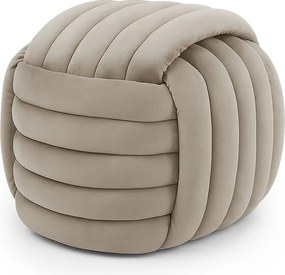 Pufa pleciona podnóżek welurowa 53 cm NILO Przygaszony Beż