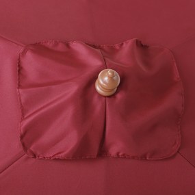 Outsunny Parasol Ogrodowy Zginany Czerwone Wino Drewno Poliester 3Stopniowa Regulacja 200x150x230cm | Aosom PL