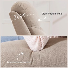 HOMCOM Ręczny fotel wypoczynkowy, nowoczesny fotel w wyglądzie lnu z grubą tapicerką, tapicerowane podłokietniki i podnóżek, beżowy | Aosom PL