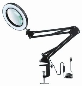 Ściemnialna lampka biurkowa z lupą, LED 22W/5V, czarna