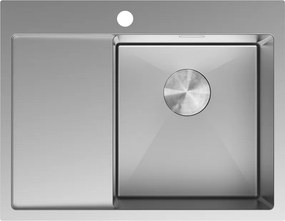 Mexen Exar zlewozmywak stalowy 1-komorowy z ociekaczem, prawy 620 x 480 mm, inox - 6432621005P-01