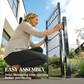 Outsunny Furtka ogrodowa z ocynkowanego metalu z klamką, zamkiem i kluczami 100 x 131 cm, ciemnoszara | Aosom PL