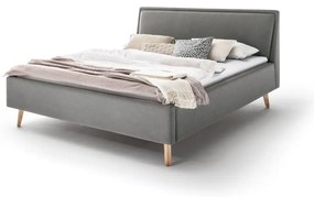 Jasnoszare tapicerowane łóżko dwuosobowe ze schowkiem i stelażem 160x200 cm Frieda – Meise Möbel