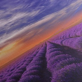 Obraz lawendowego pola (z zegarem) (90x30 cm)