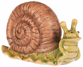 Ozdoba ogrodowa Ślimak jasnobrązowy, 16 x 7 x 10cm, ceramika