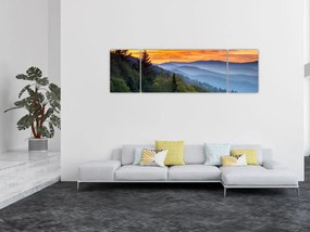 Obraz - Czerwone chmury w górach (170x50 cm)